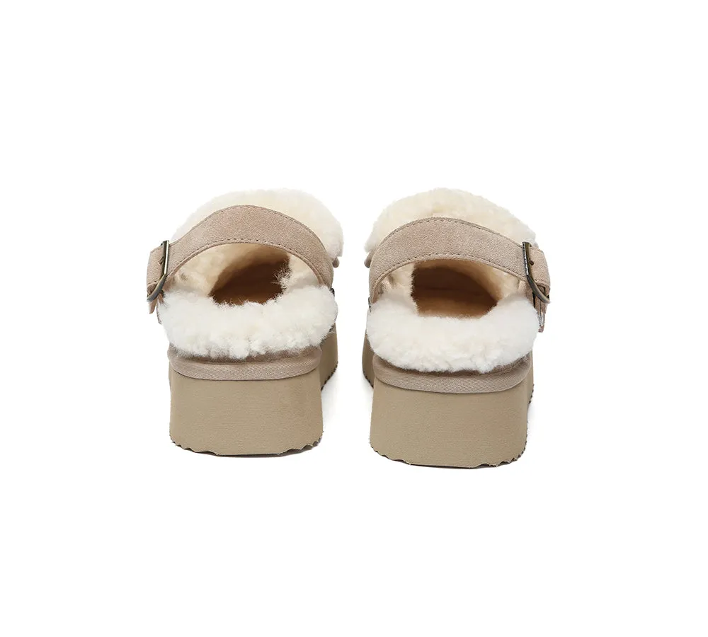 AUSTRALIAN SHEPHERD® UGG Slippers Sheepskin Wool Adjustable Strap Slingback Platform Tenley