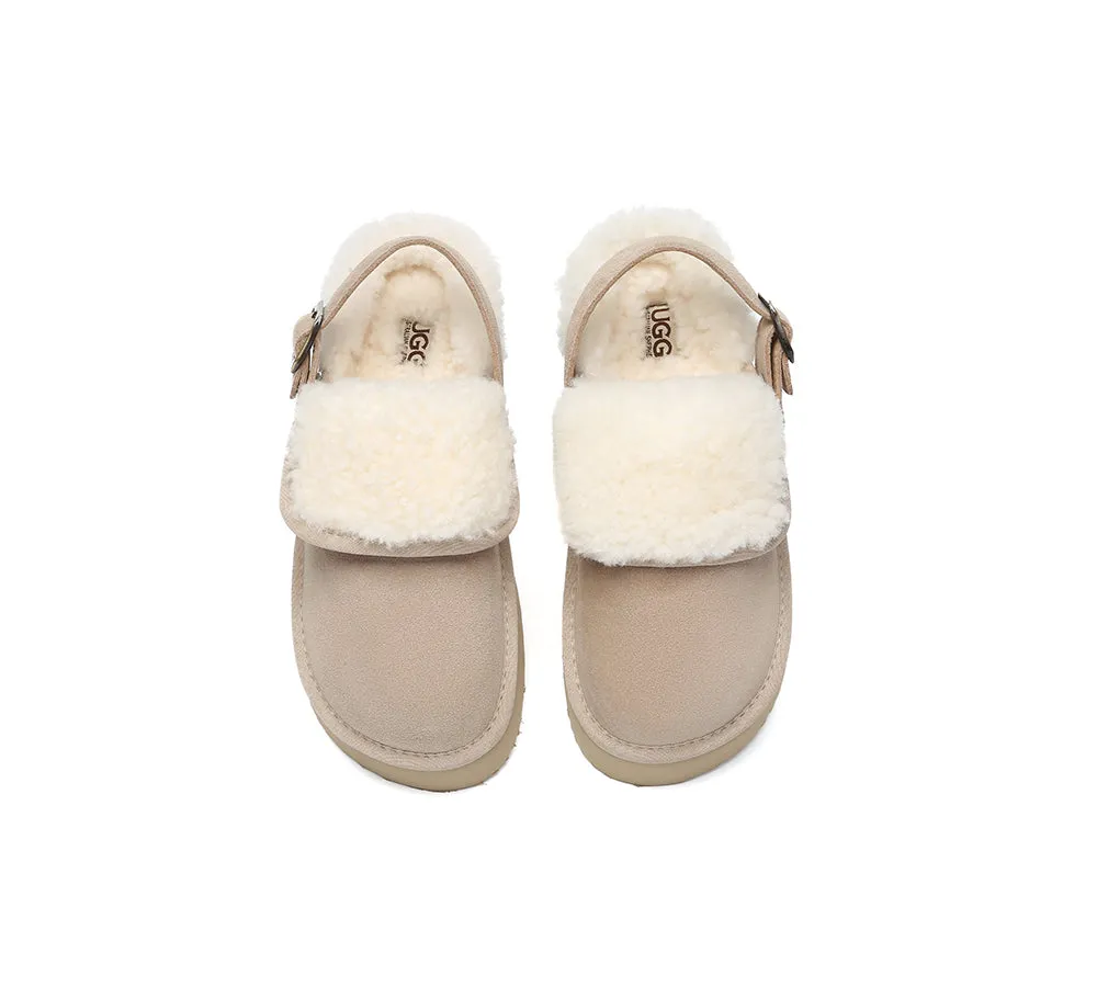 AUSTRALIAN SHEPHERD® UGG Slippers Sheepskin Wool Adjustable Strap Slingback Platform Tenley