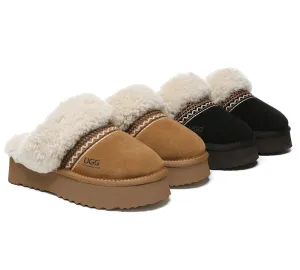 AUSTRALIAN SHEPHERD® UGG Slippers Sheepskin Wool Kintted Platform Isle