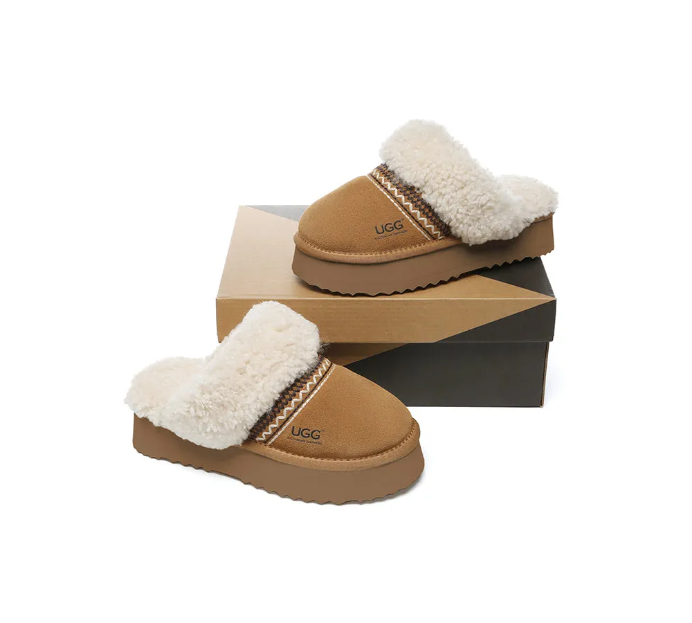 AUSTRALIAN SHEPHERD® UGG Slippers Sheepskin Wool Kintted Platform Isle