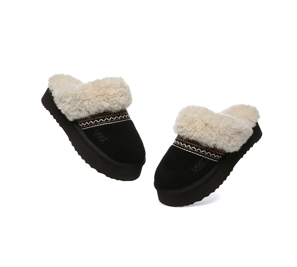 AUSTRALIAN SHEPHERD® UGG Slippers Sheepskin Wool Kintted Platform Isle