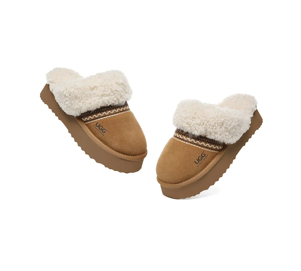 AUSTRALIAN SHEPHERD® UGG Slippers Sheepskin Wool Kintted Platform Isle