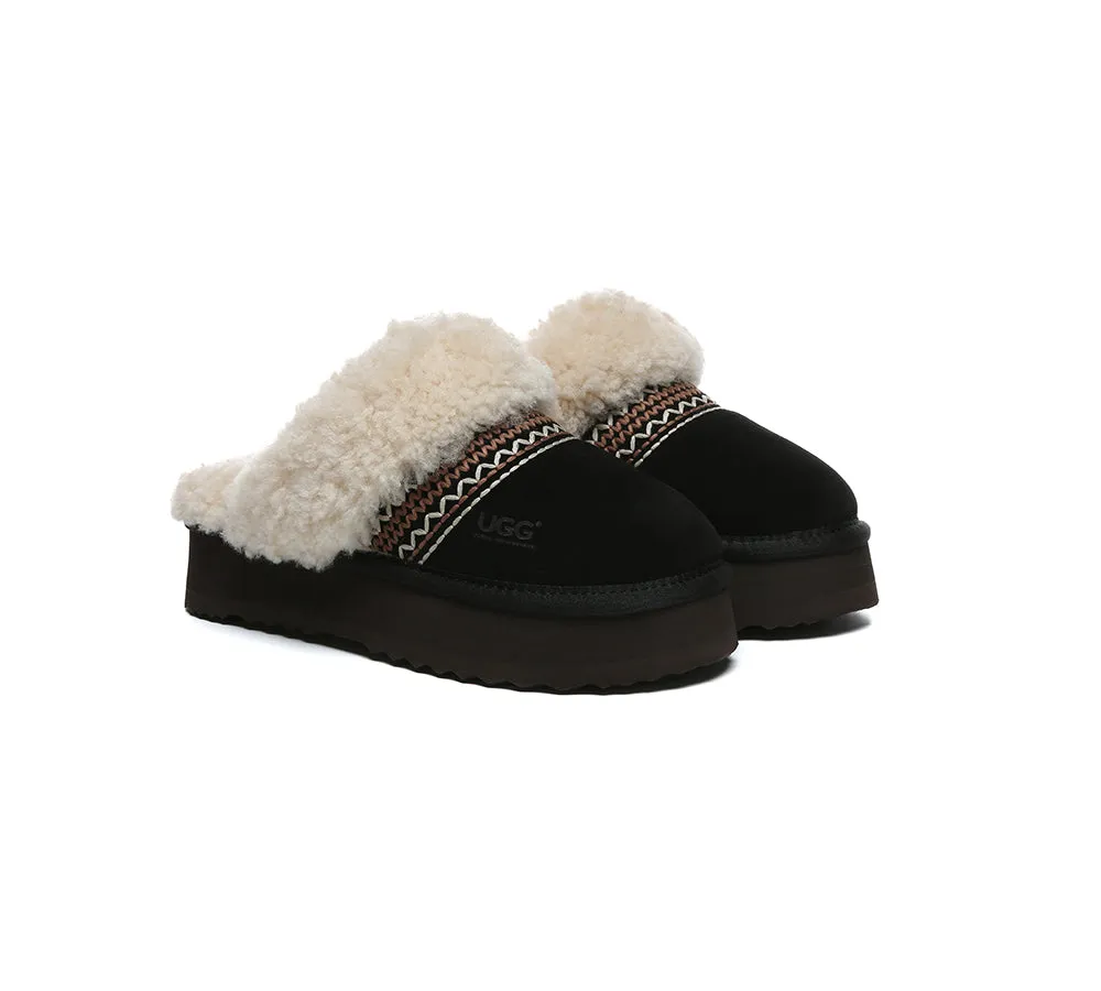 AUSTRALIAN SHEPHERD® UGG Slippers Sheepskin Wool Kintted Platform Isle