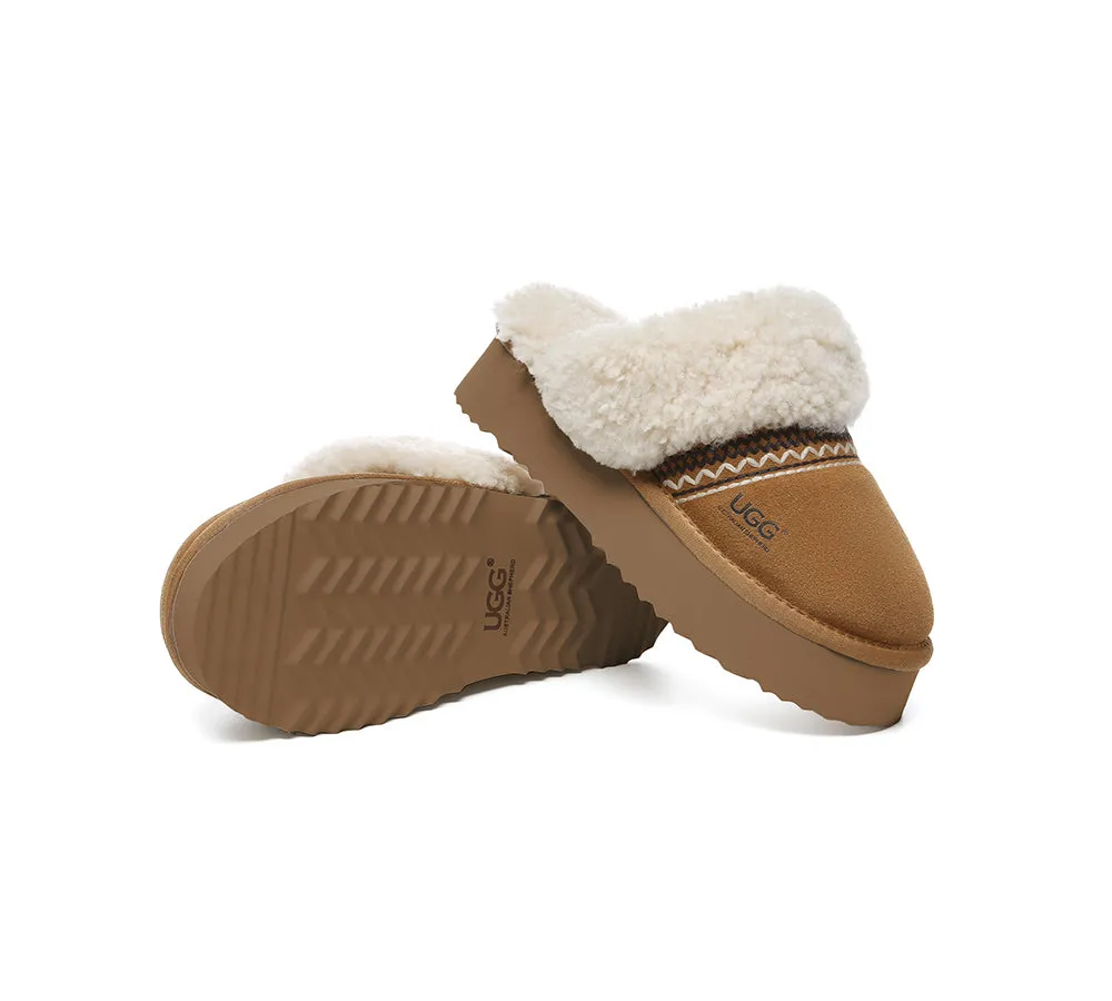 AUSTRALIAN SHEPHERD® UGG Slippers Sheepskin Wool Kintted Platform Isle