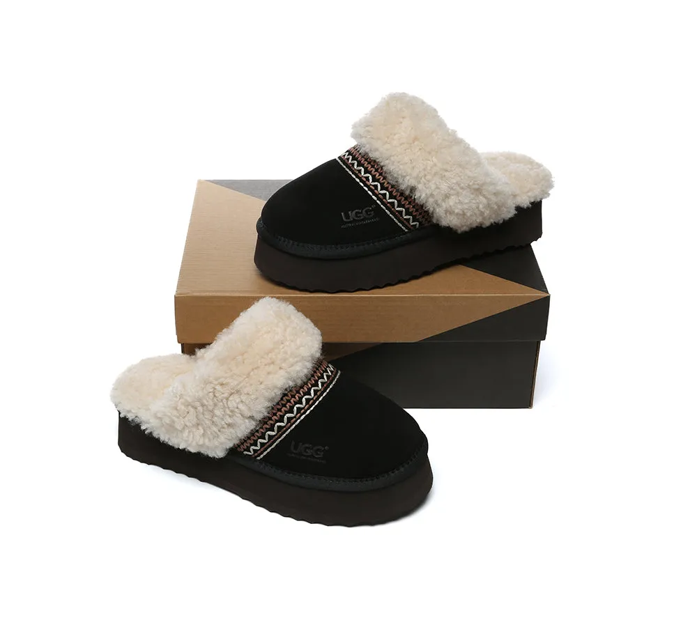 AUSTRALIAN SHEPHERD® UGG Slippers Sheepskin Wool Kintted Platform Isle
