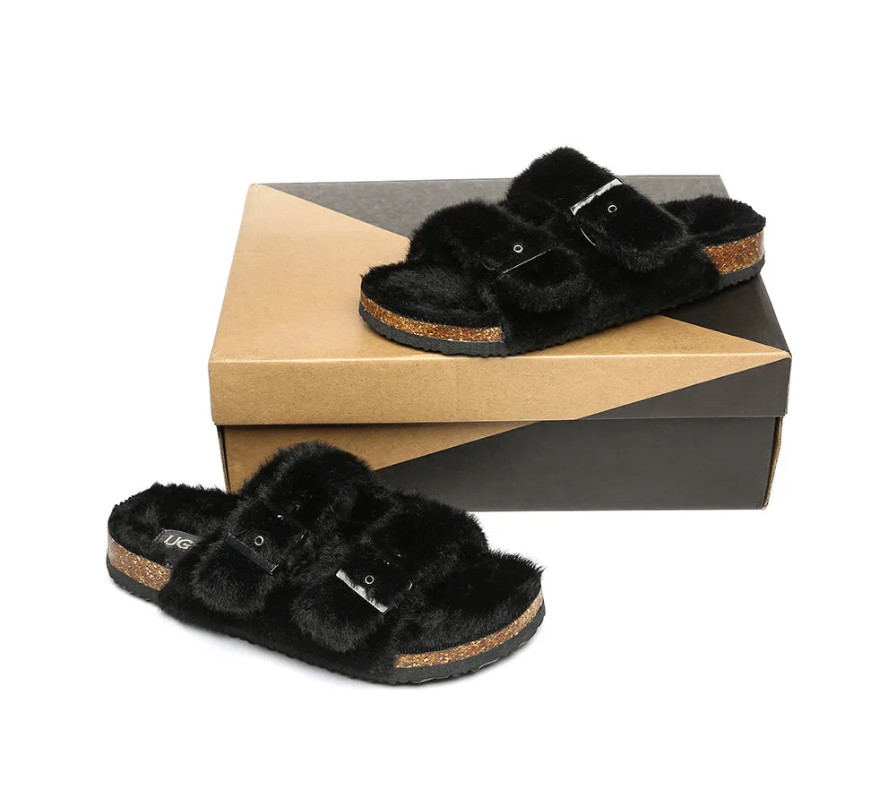 AUSTRALIAN SHEPHERD® UGG Women Adjustable Buckle Fluffy Sandal Slides Myla