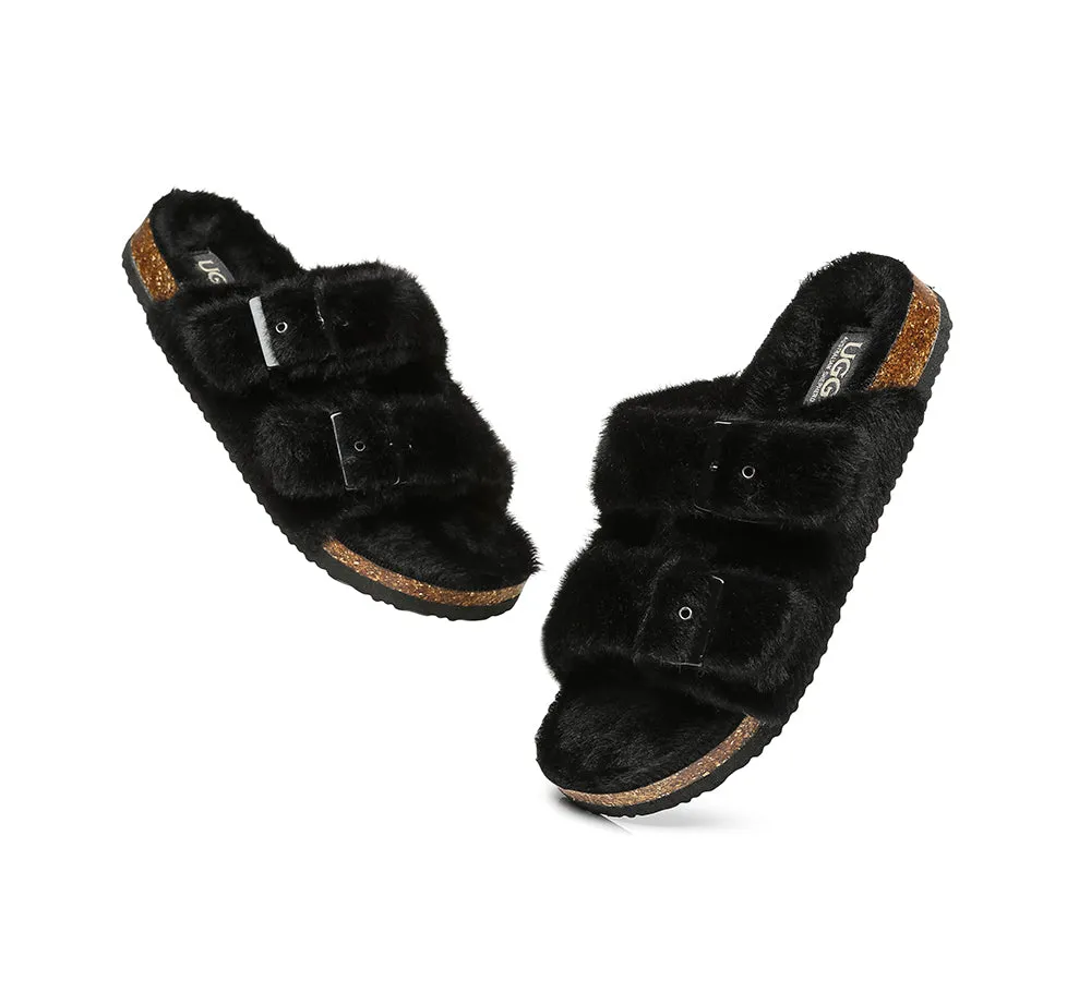 AUSTRALIAN SHEPHERD® UGG Women Adjustable Buckle Fluffy Sandal Slides Myla