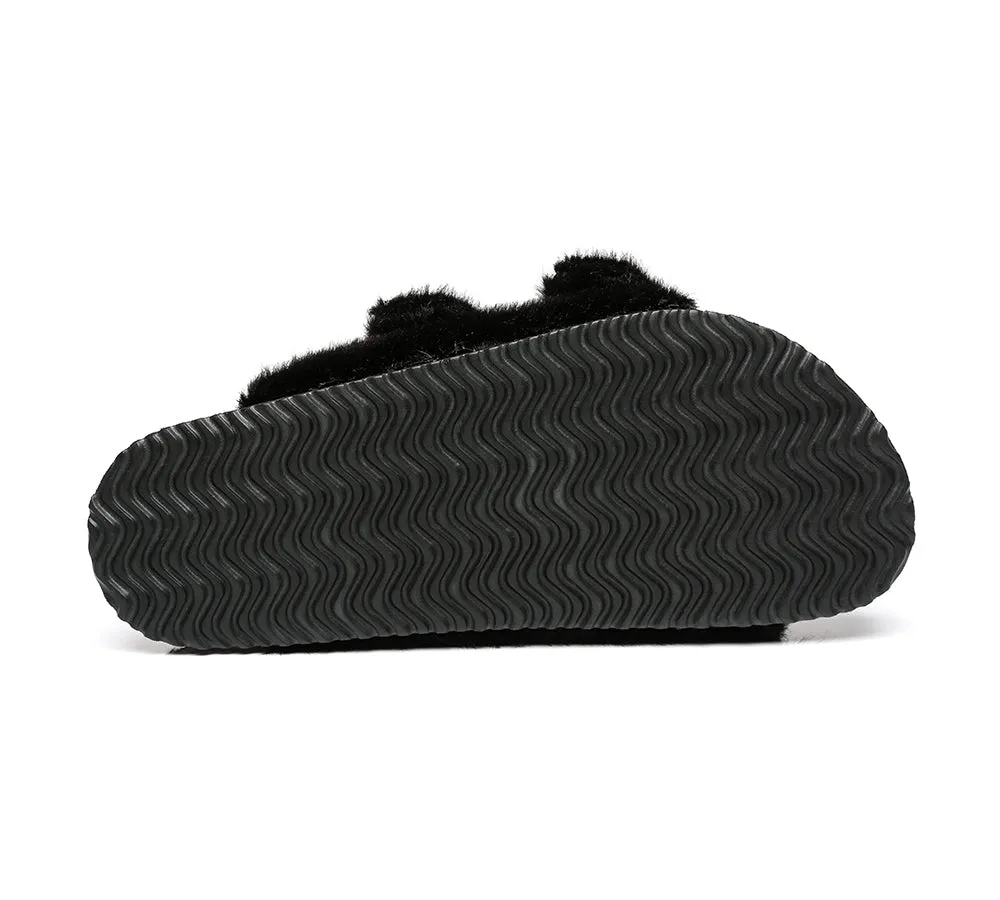 AUSTRALIAN SHEPHERD® UGG Women Adjustable Buckle Fluffy Sandal Slides Myla