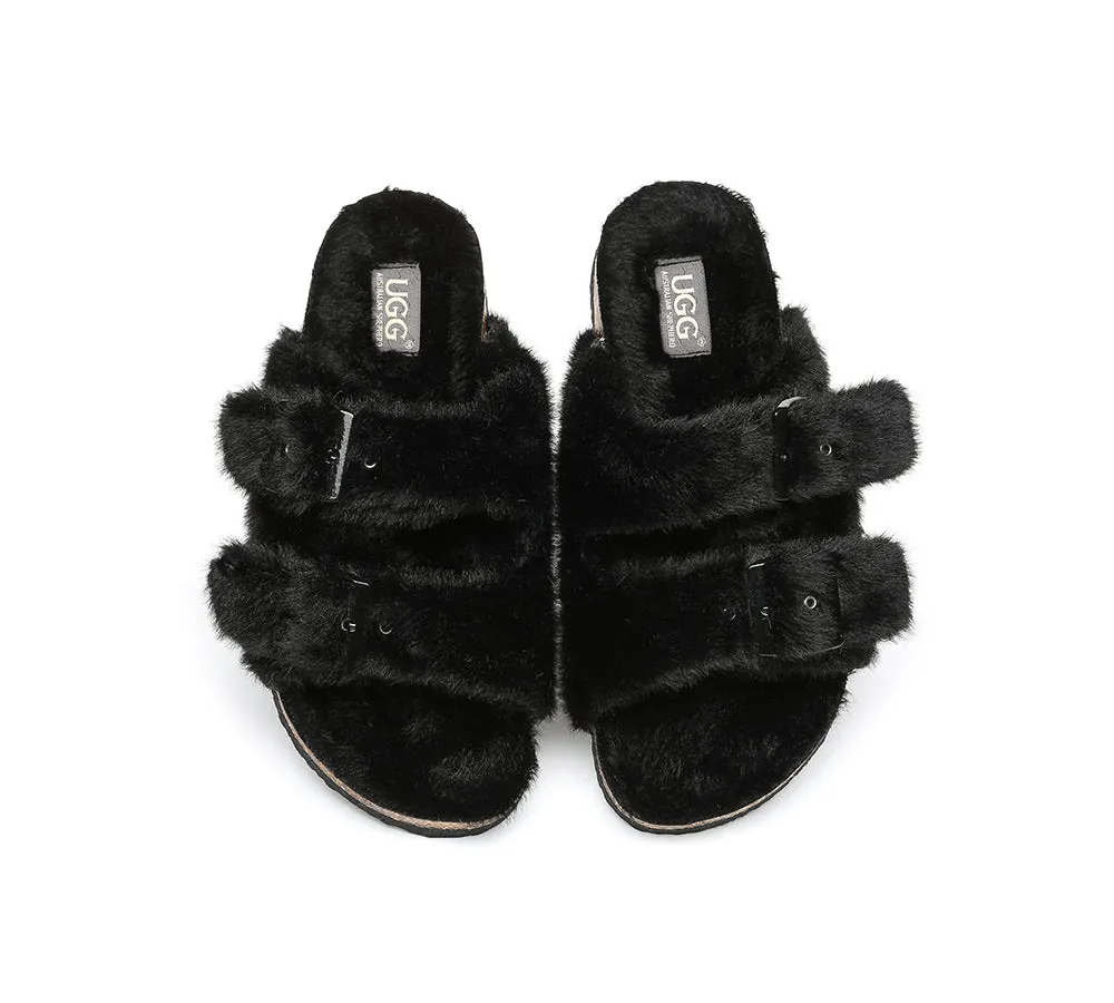 AUSTRALIAN SHEPHERD® UGG Women Adjustable Buckle Fluffy Sandal Slides Myla