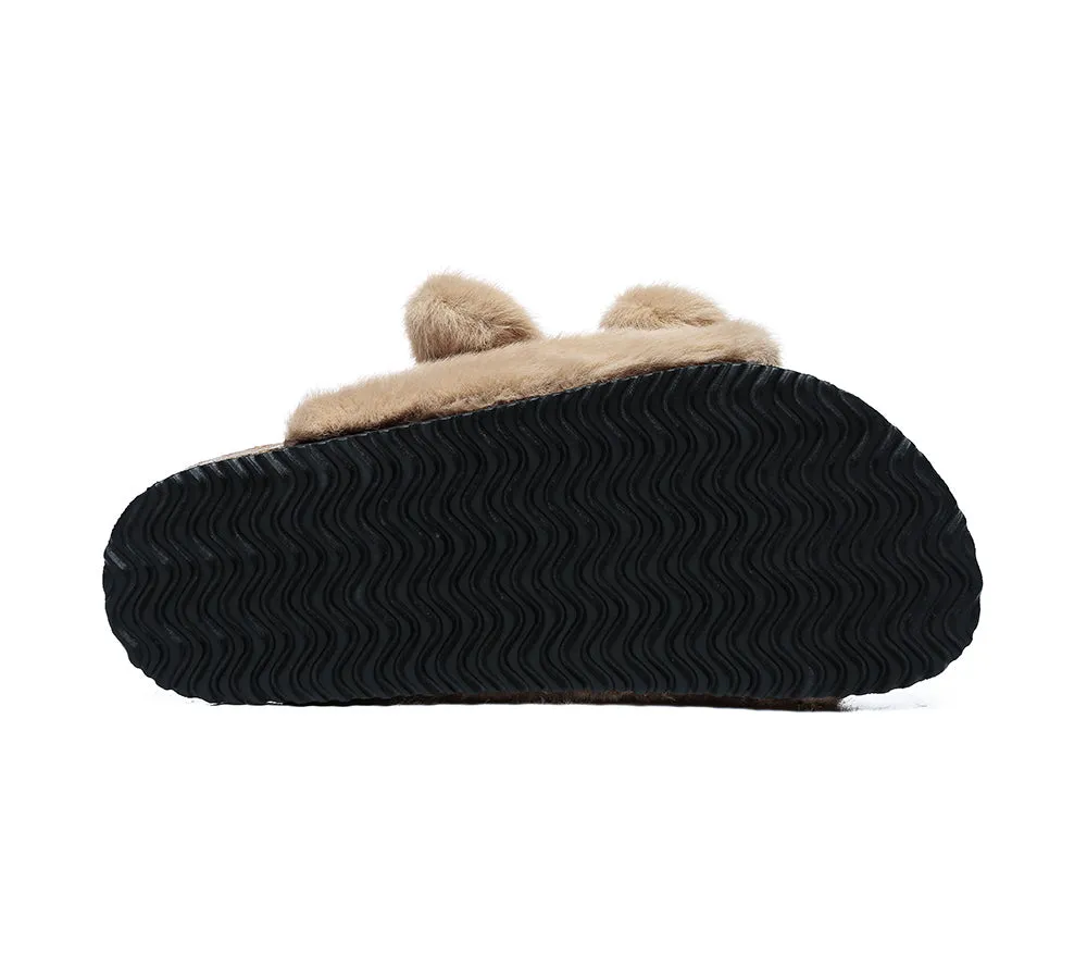 AUSTRALIAN SHEPHERD® UGG Women Adjustable Buckle Fluffy Sandal Slides Myla